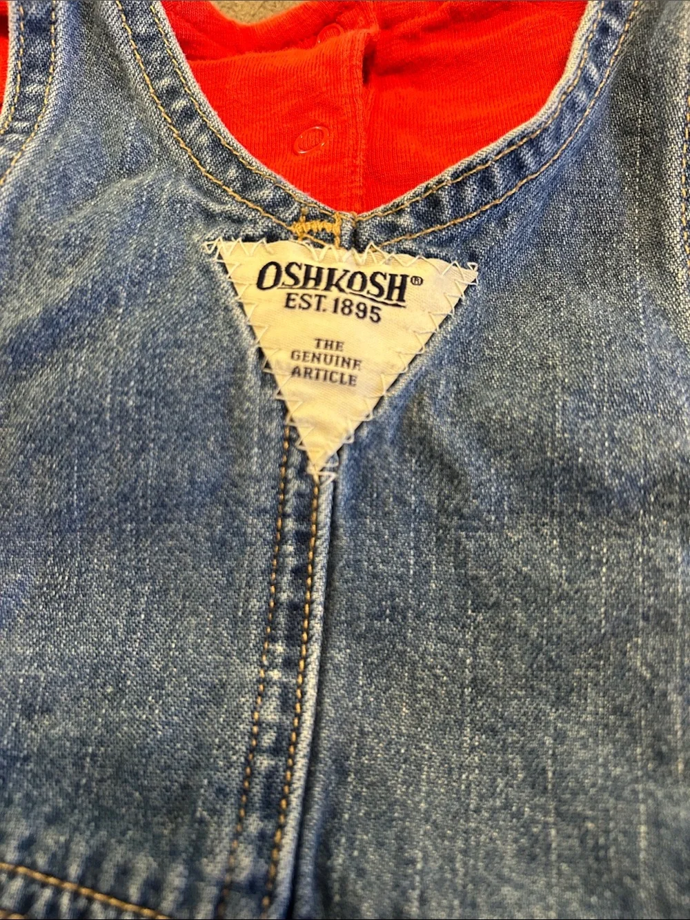 OshKosh B’gosh Denim Jumper Dress & Red Long Sleeve Top Set 18 Months